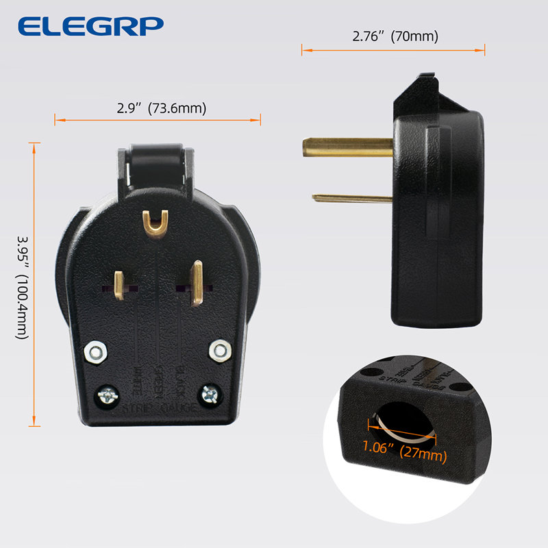 Heavy Duty Black PVC Tamper Resistant Single Outlet Plug
