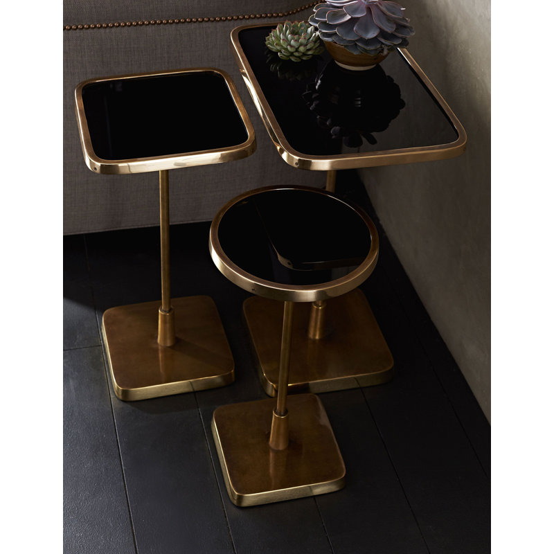 Kaela Brass and Black Mirrored End Table