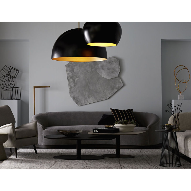 Pascal Grand Dome 36" Brass & Black Pendant Light