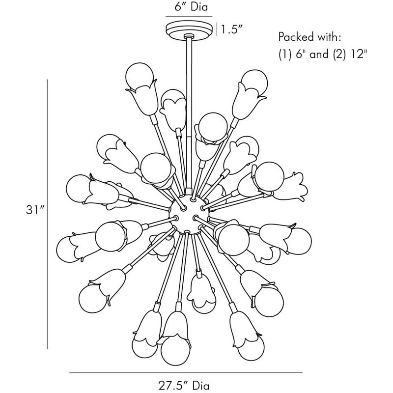 Eva Antique Brass 24-Light Sputnik Chandelier with Adjustable Arms
