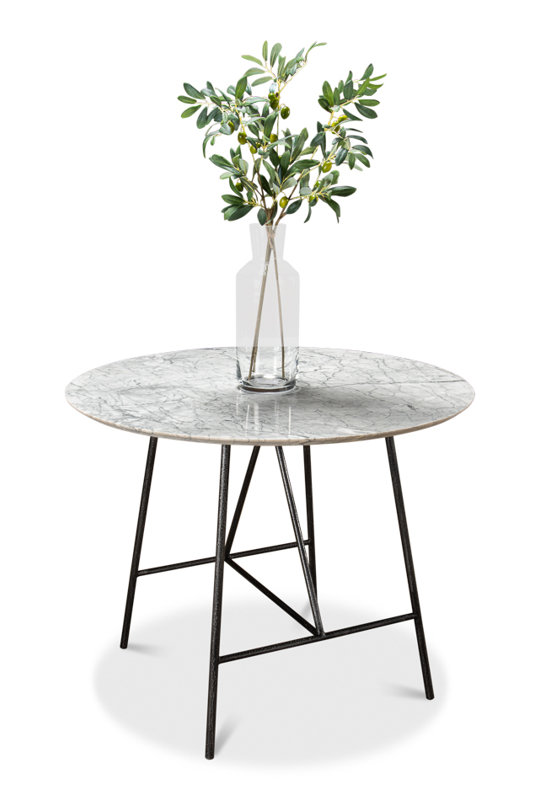 Portofino Black Marble 36" Transitional Round Dining Table