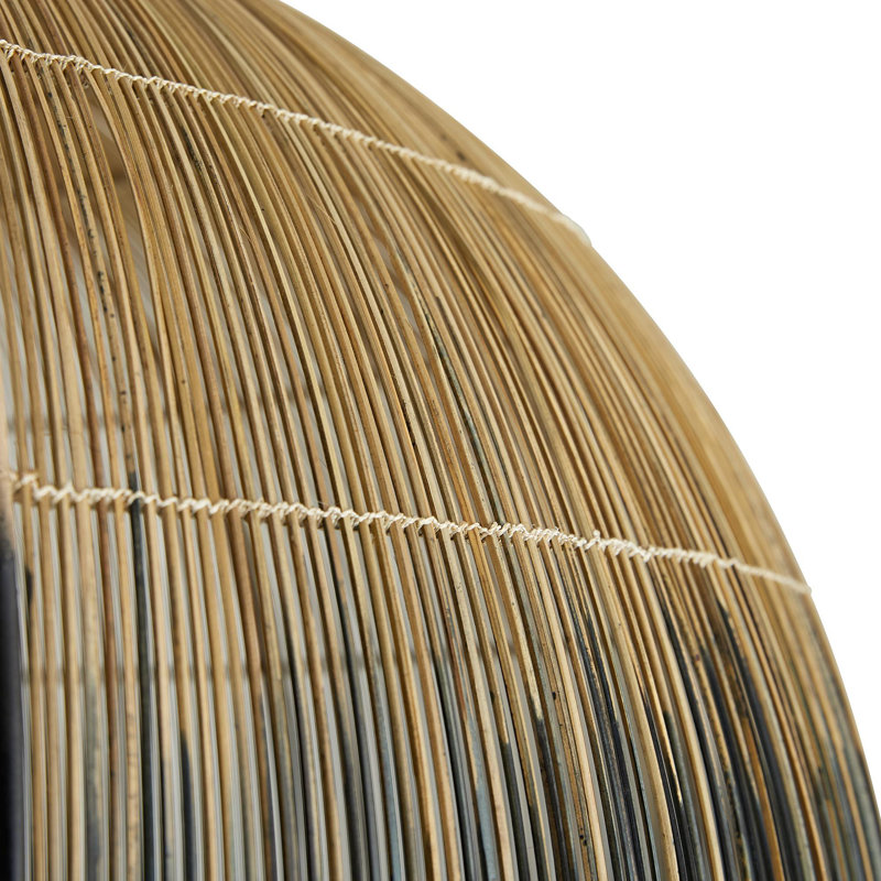 Ombre Black and Brass Dome Pendant with Woven Texture