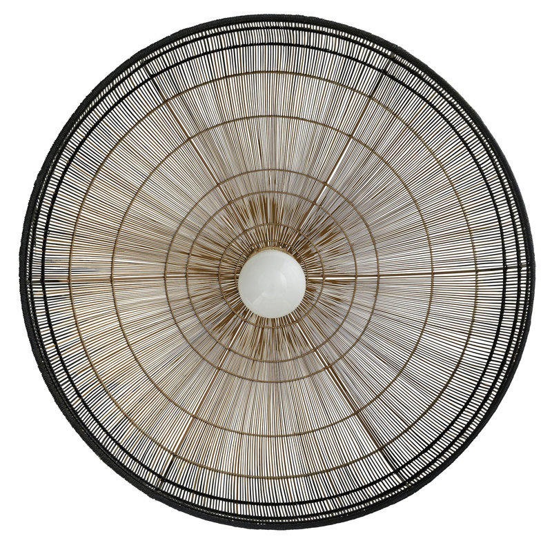 Ombre Black and Brass Dome Pendant with Woven Texture