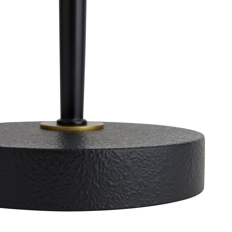 Yasmin Adjustable Black Iron Desk Lamp with Off-White Linen Shade