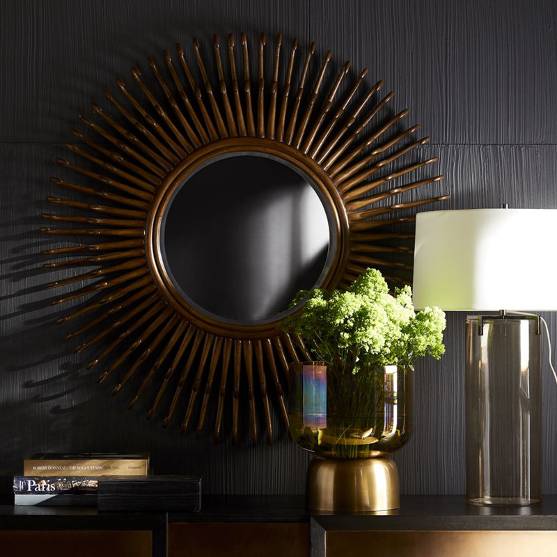 Burnt Smoke Luster Glass Vase with Brass Trim