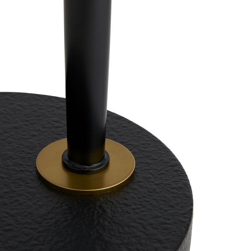 Yasmin Adjustable Black Iron Desk Lamp with Off-White Linen Shade
