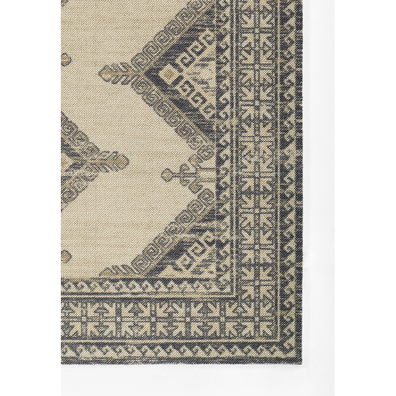Charcoal Medallion 6'6" x 9' Wool-Synthetic Blend Area Rug