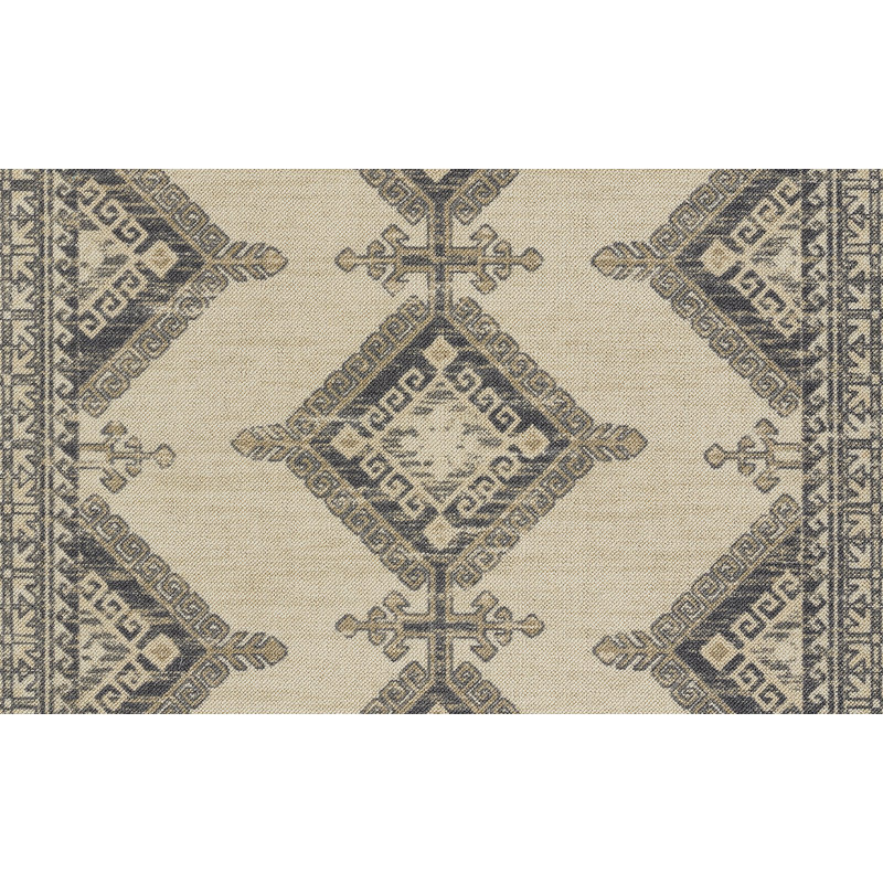 Charcoal Medallion 6'6" x 9' Wool-Synthetic Blend Area Rug