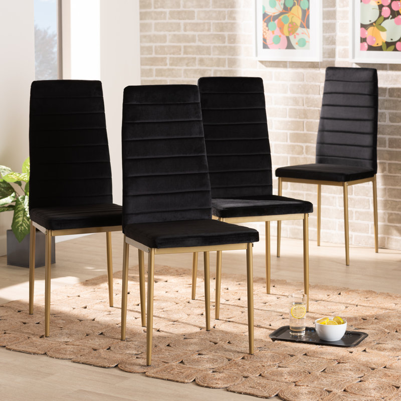 Armand Gold-Finished Metal & Black Velvet Low Arm Chair