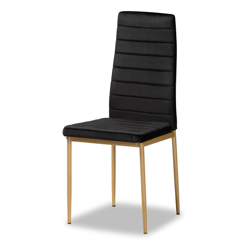 Armand Gold-Finished Metal & Black Velvet Low Arm Chair
