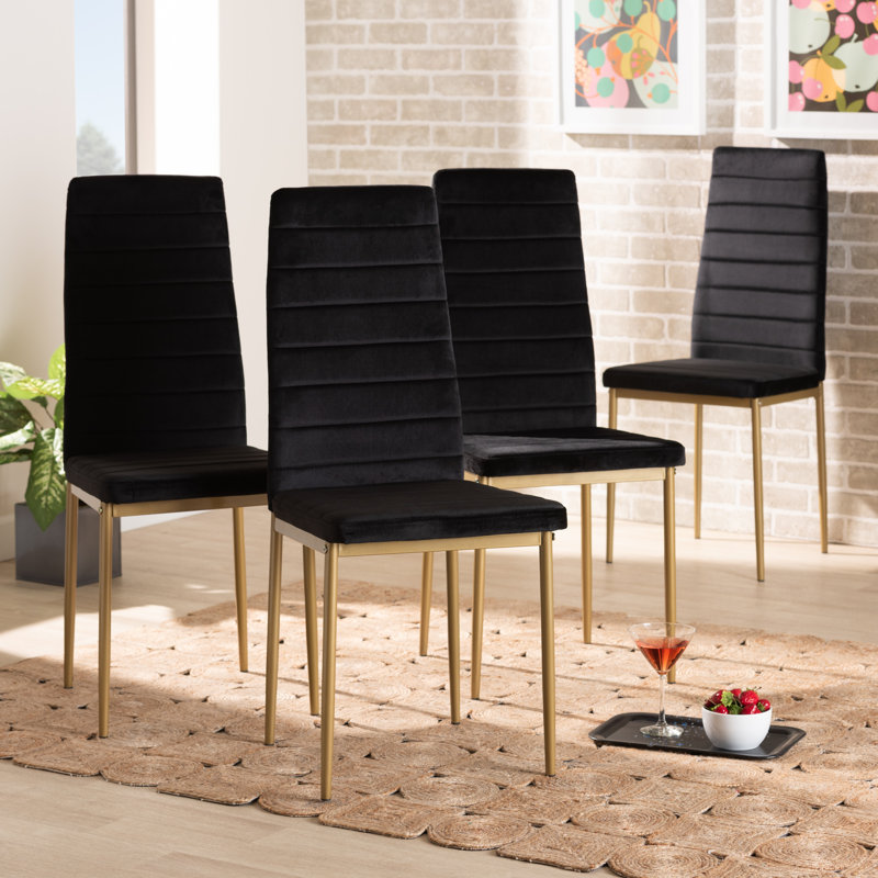 Armand Gold-Finished Metal & Black Velvet Low Arm Chair