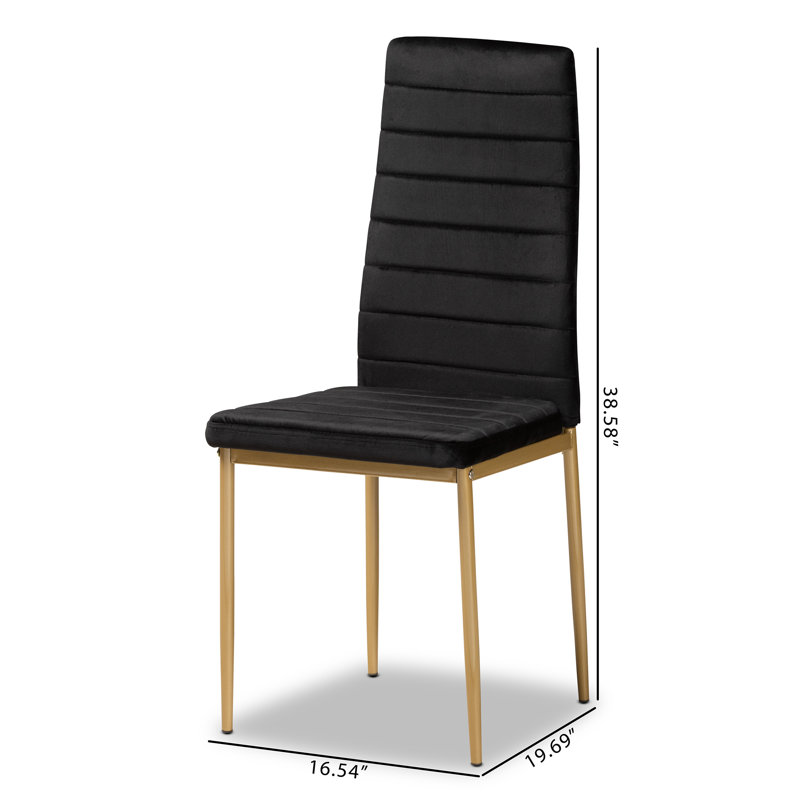 Armand Gold-Finished Metal & Black Velvet Low Arm Chair