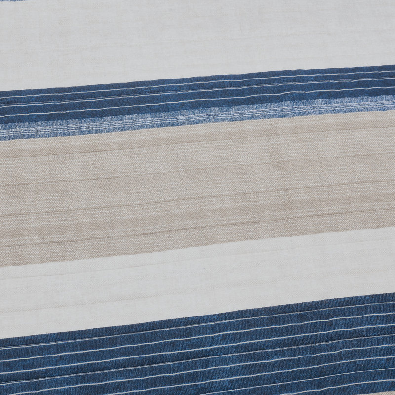 King Blue Cotton Reversible Quilt Set
