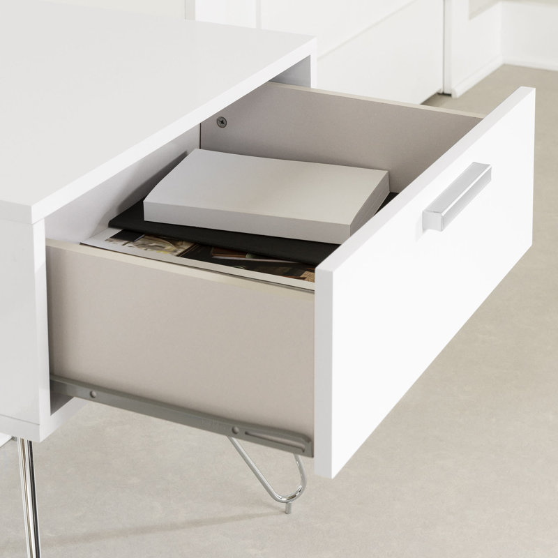 Slendel Pure White Mid-Century Scandinavian 1-Drawer Nightstand