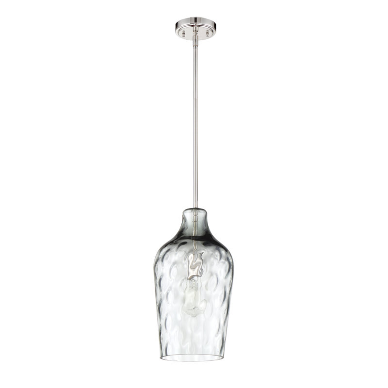 Clear Hammered Glass Mini Pendant Light with Brushed Nickel Finish