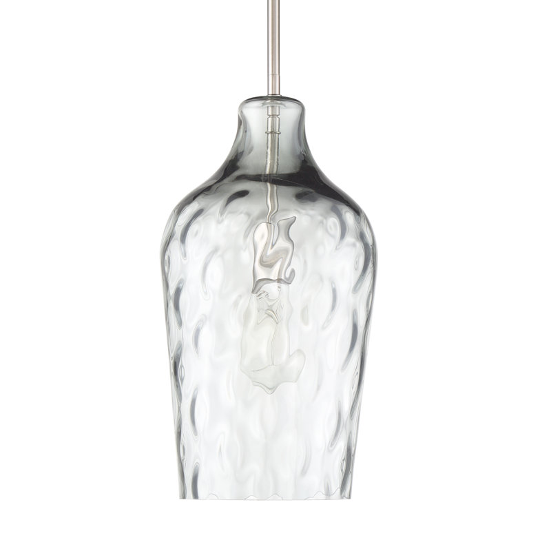Clear Hammered Glass Mini Pendant Light with Brushed Nickel Finish