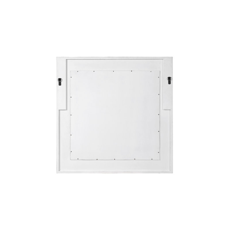 38" White Wood Square Modern Mirror