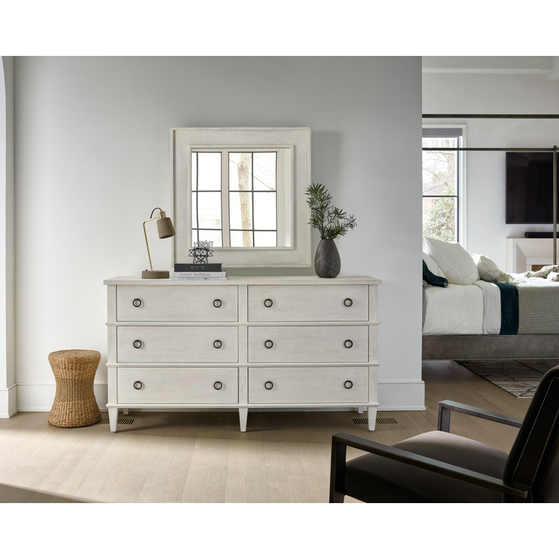 38" White Wood Square Modern Mirror