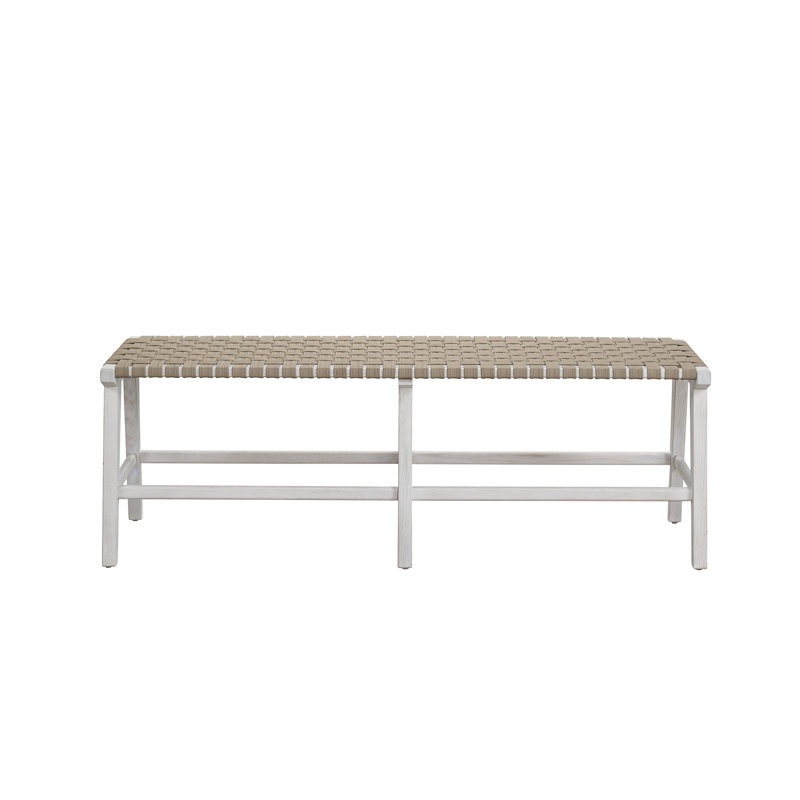 Harlyn Modern Farmhouse 54" Woven Faux-Leather Bench in Brown