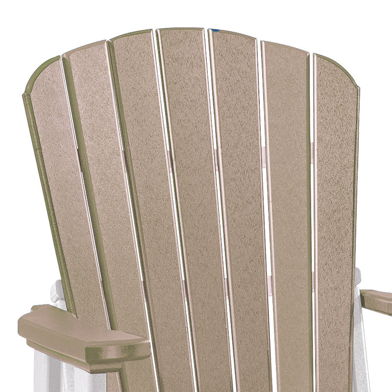 Weatherwood & White Fan Back Adirondack Chair with Stainless Steel Hardware