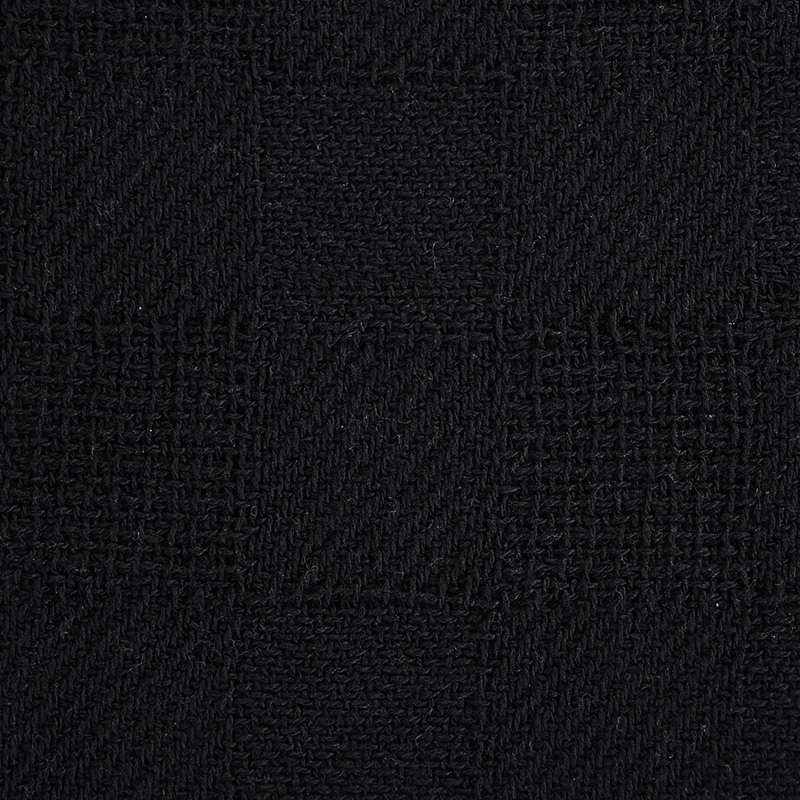Cozy Cotton Checkered Weave Throw Blanket with Fringe - Black