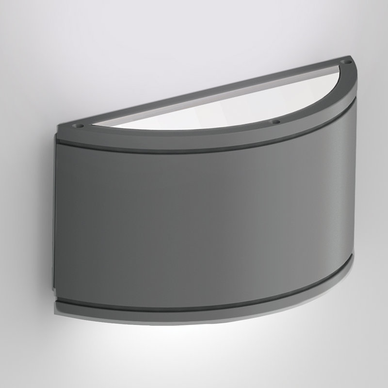 Modern Crescent LED Sconce in Graphite with Etched Glass