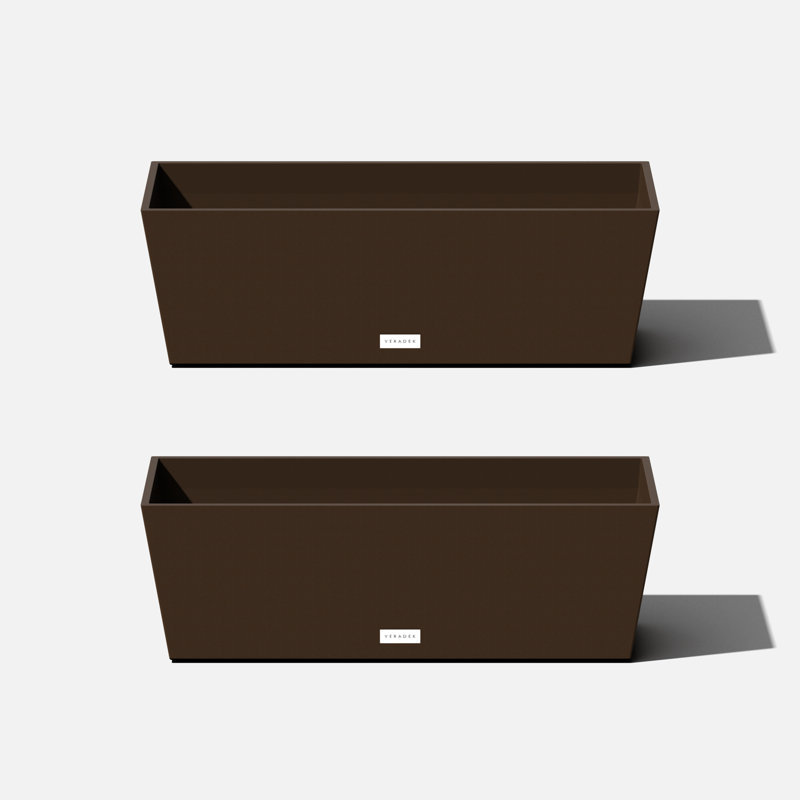 Espresso Modern Recycled Plastic 25.5" Window Box Planter Set