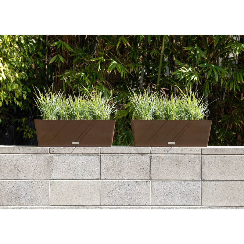Espresso Modern Recycled Plastic 25.5" Window Box Planter Set
