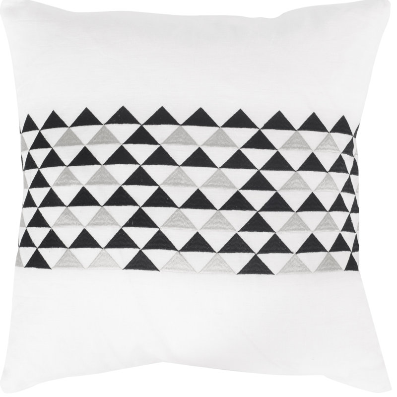 Slate Gray Embroidered Linen Square Pillow Set