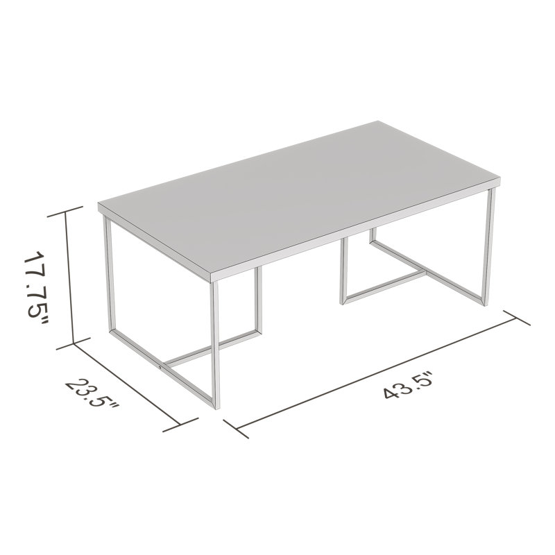 Gray Wood and Black Metal Rectangular Coffee Table