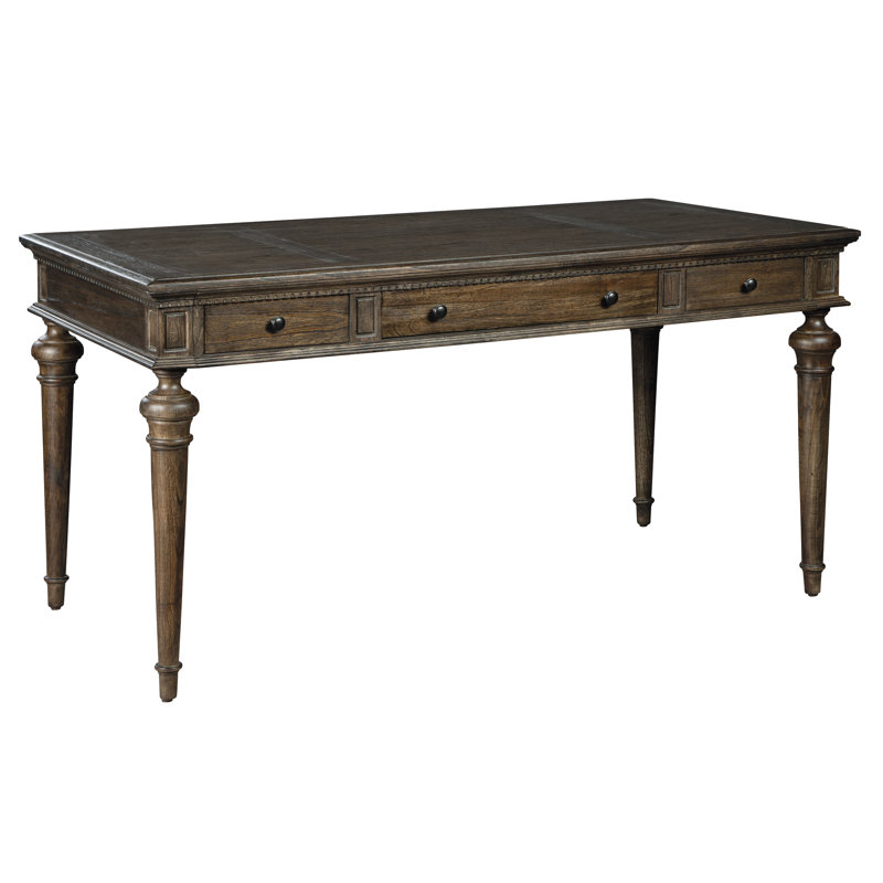 Traditional Brown Wood Home Office Desk with Drawers
