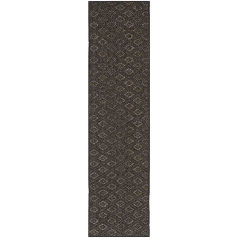 Handcrafted Diamond Motif Brown Wool 5' x 8' Area Rug