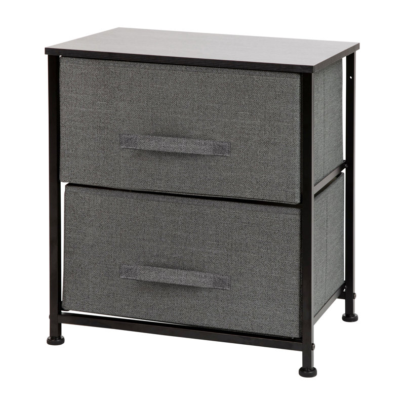Gray and Black 2-Drawer Cast Iron Nightstand