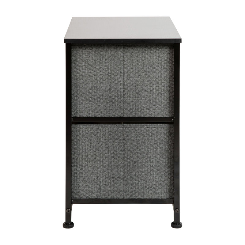 Gray and Black 2-Drawer Cast Iron Nightstand