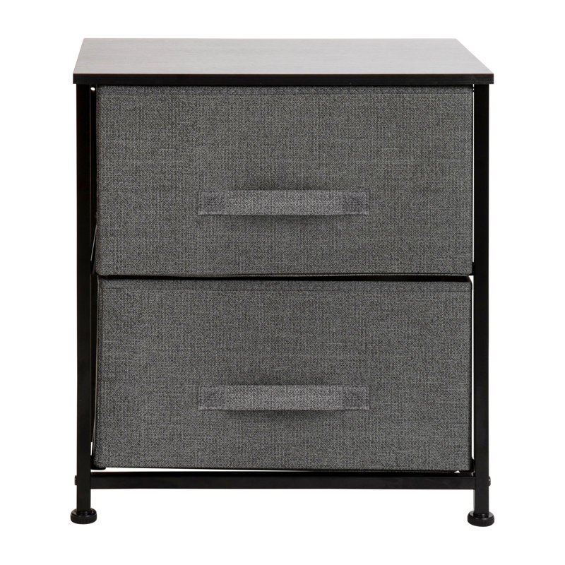 Gray and Black 2-Drawer Cast Iron Nightstand
