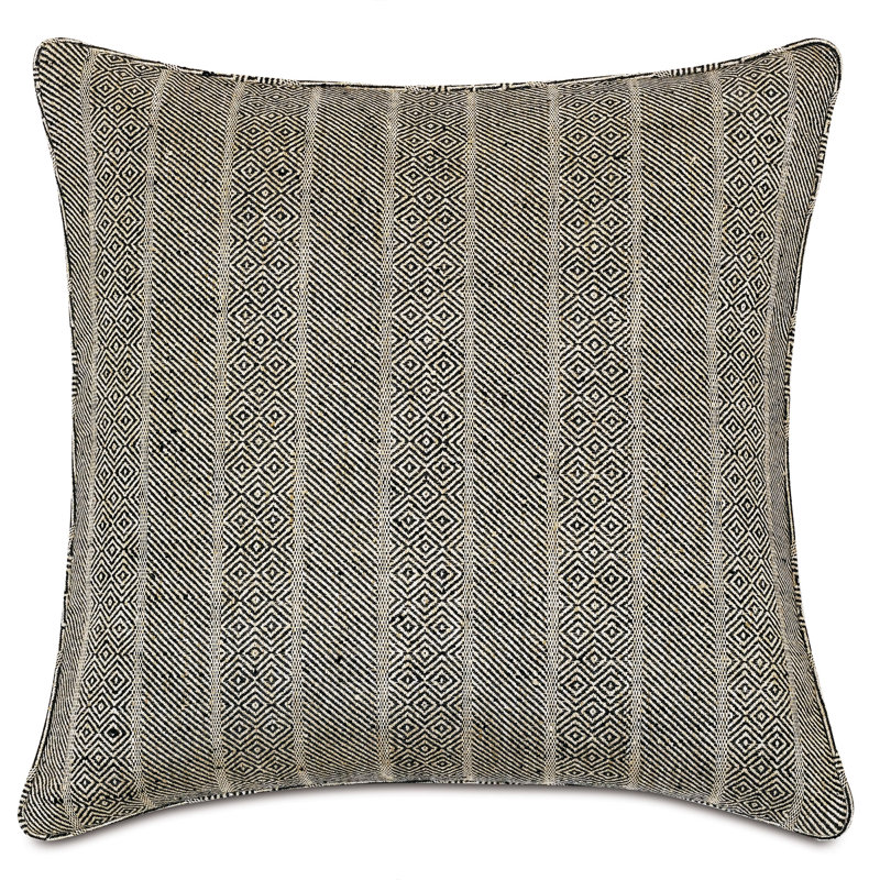 Charcoal Tribal Motif Square Polyester Throw Pillow