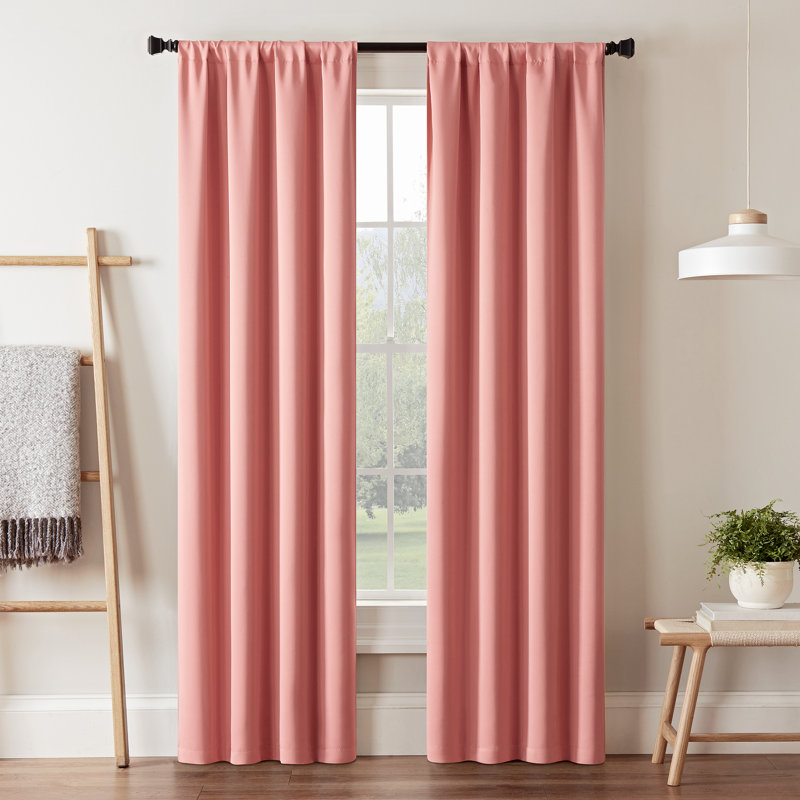 Coral Polyester Blackout Rod Pocket Curtain Panel