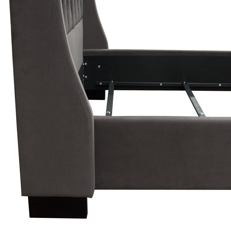 Park Avenue Eastern King Tufted Wingback Bed in Smoke Grey Velvet