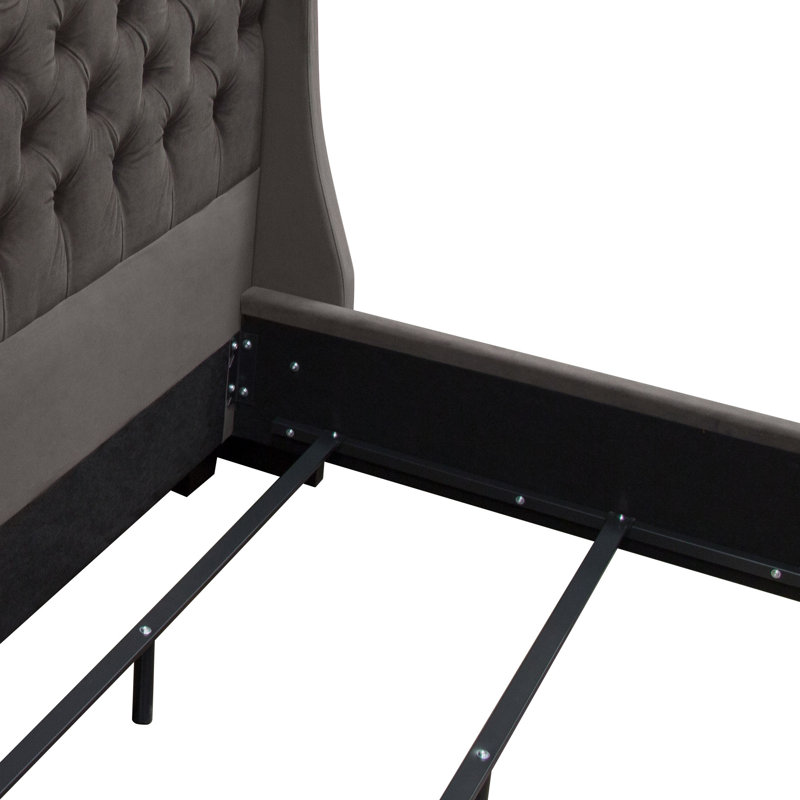 Park Avenue Eastern King Tufted Wingback Bed in Smoke Grey Velvet