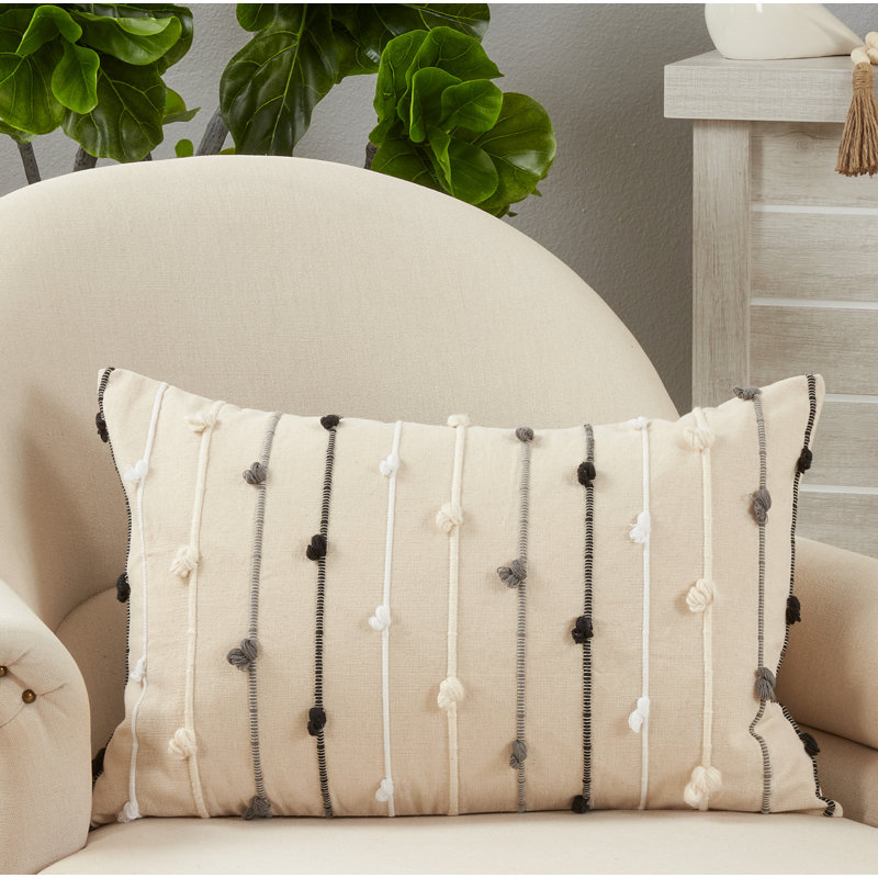 Chic Knotted Texture Cotton Throw Pillow Cover 16"x24"