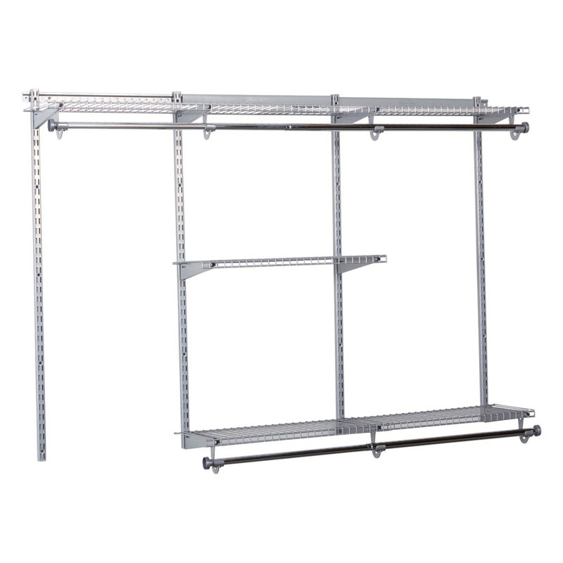 Titanium Expandable Closet Organizer Kit with Shelves and Rods