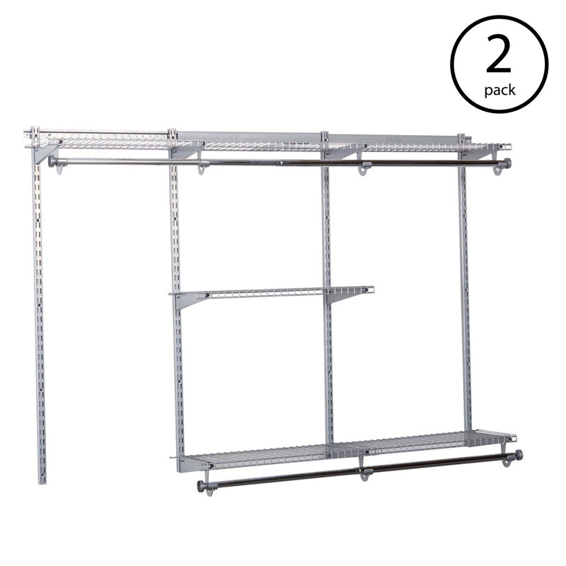 Titanium Expandable Closet Organizer Kit with Shelves and Rods