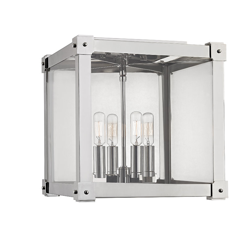 Polished Nickel Glass 4-Light Flush Mount Fixture