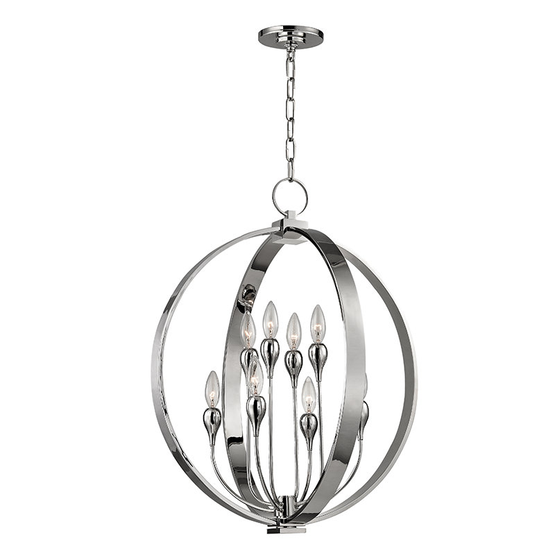 Polished Nickel 8-Light Cage Globe Chandelier