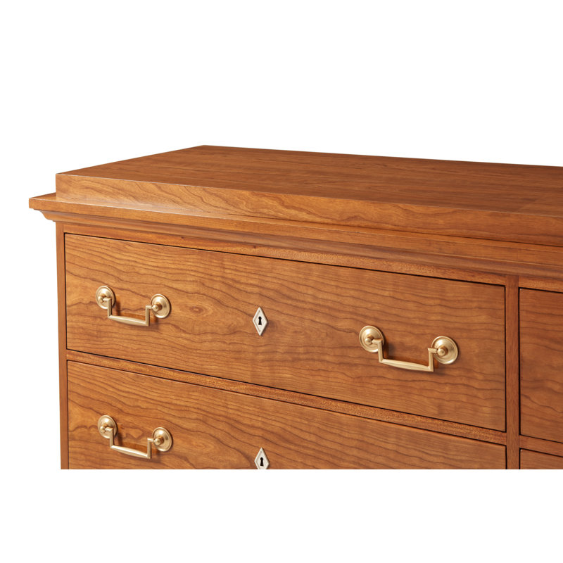 Viggo Vienna Brown 6-Drawer Cherry Dresser with Brass Handles