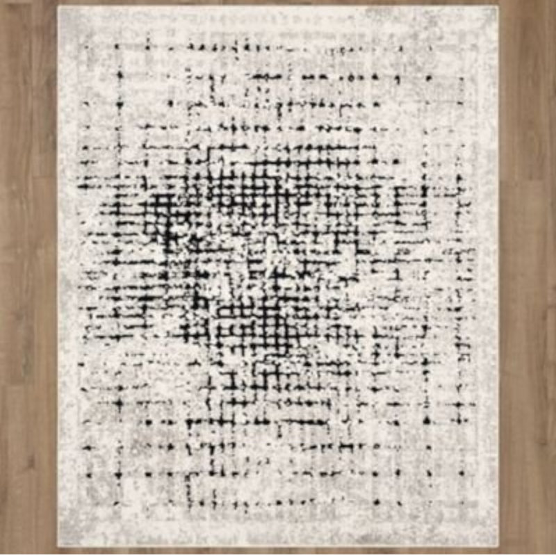 Ivory Flux Abstract Easy-Care Synthetic Rug, 2' x 3'