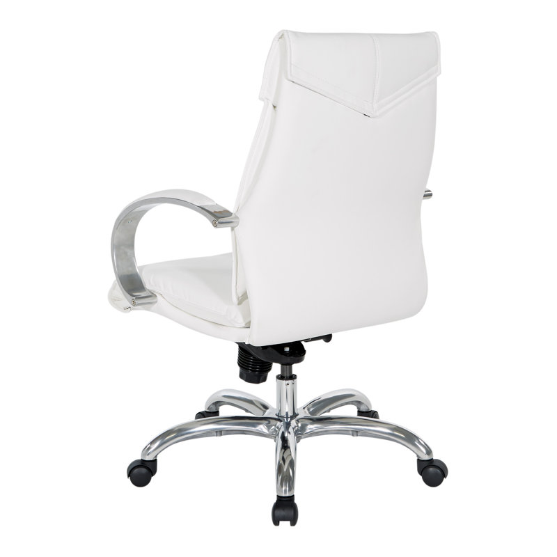 Lakimberly High Back White Faux Leather Swivel Executive Chair