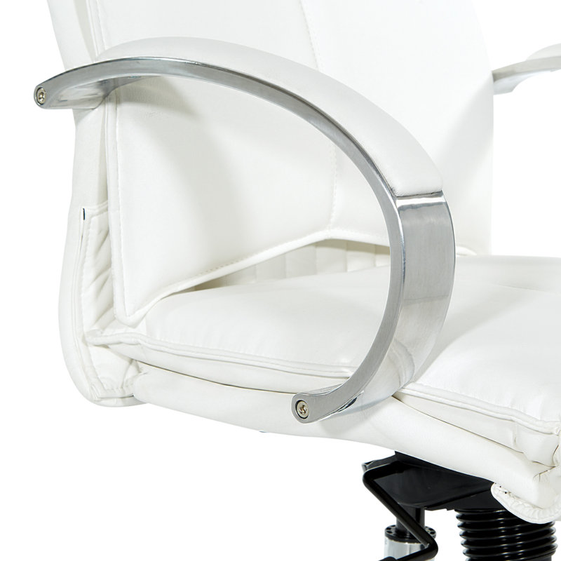 Lakimberly High Back White Faux Leather Swivel Executive Chair