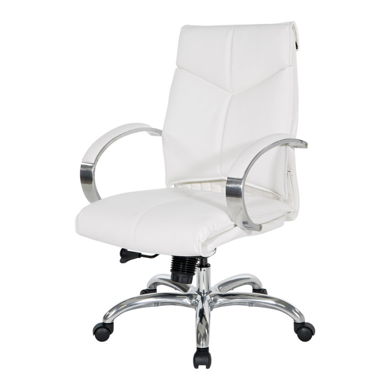 Lakimberly High Back White Faux Leather Swivel Executive Chair
