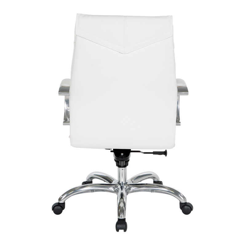 Lakimberly High Back White Faux Leather Swivel Executive Chair